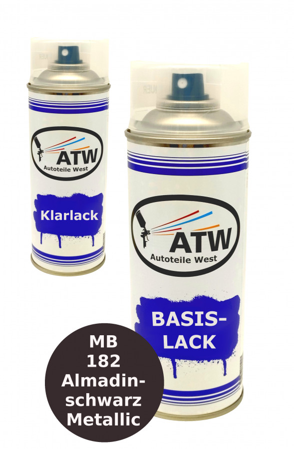 Autolack für Mercedes Benz 182 Almadinschwarz Metallic+400ml Klarlack Set